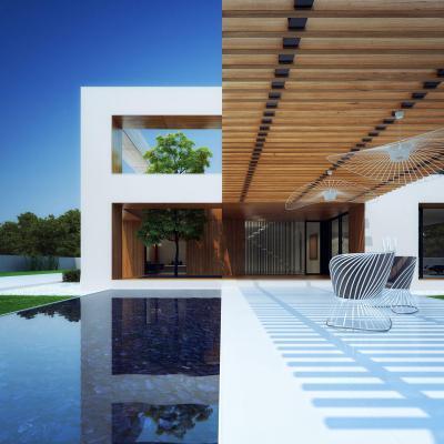 Terasz medencével - erkély / terasz ötlet, modern stílusban
