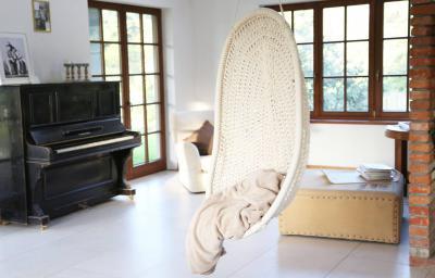 Függőszék a nappaliban - belső továbbiak ötlet, modern stílusban