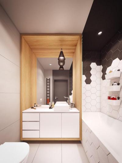 Fa fülkében mosdó - fürdő / WC ötlet, modern stílusban