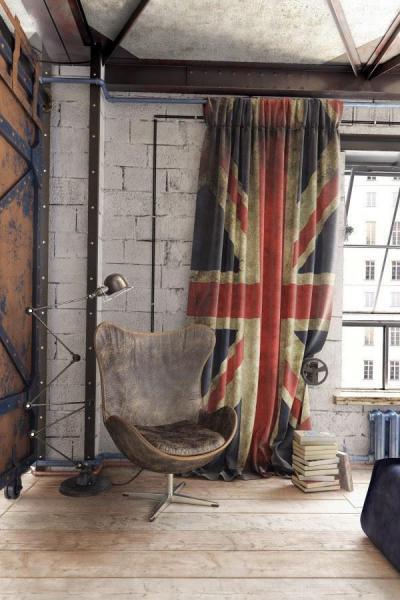 Pihenősarok ipari hangulatban - nappali ötlet, modern stílusban