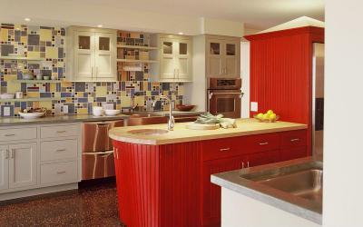 Színes konyha - konyha / étkező ötlet, modern stílusban