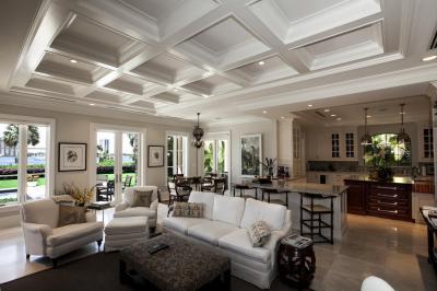 Amerikai konyhás nappali - elegánsan - nappali ötlet, modern stílusban