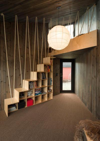 Könyvespolc mint lépcső - belső továbbiak ötlet, modern stílusban