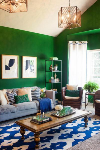 Izgalmas színek a nappaliban - belső továbbiak ötlet, modern stílusban