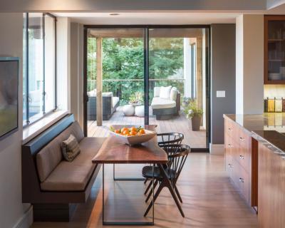 Modern étkező valódi fabútorokkal - belső továbbiak ötlet, modern stílusban