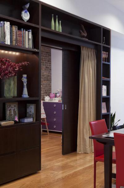 Épített szekrény és tolóajtó - konyha / étkező ötlet, modern stílusban