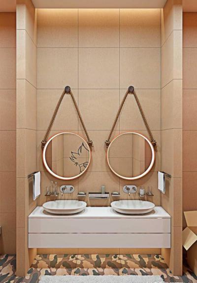 Terep mintás padlóburkolat - fürdő / WC ötlet, modern stílusban