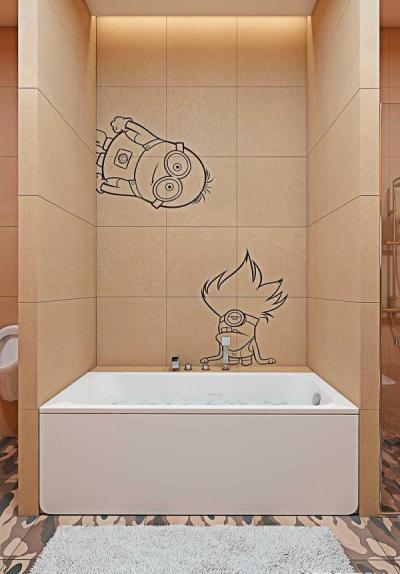 Minionos fördőszoba - fürdő / WC ötlet, modern stílusban