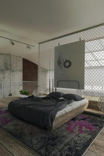 Ágy a galérián - háló ötlet, modern stílusban