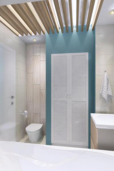Szép kék-fehér fürdőszoba részlet - fürdő / WC ötlet, modern stílusban