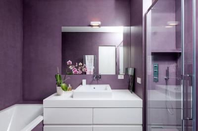 Lila fürdőszoba - fürdő / WC ötlet, modern stílusban
