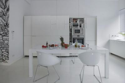 Fehér konyhabútor - konyha / étkező ötlet, modern stílusban