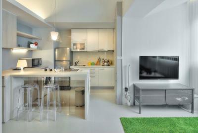 Garzonlakás - konyha / étkező ötlet, modern stílusban