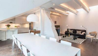 Skandináv lakás - konyha / étkező ötlet, modern stílusban