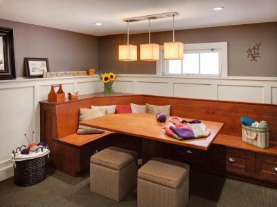 Kreatív sarok kötéshez - belső továbbiak ötlet, modern stílusban