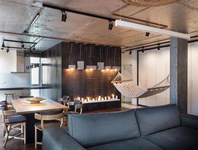 Loft egyterű nappali - nappali ötlet, modern stílusban