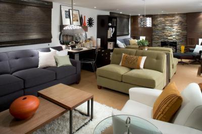 Alagsorban a nappali - nappali ötlet, modern stílusban