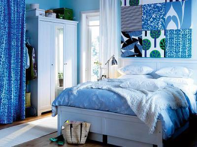 Hálószoba sok kékkel - háló ötlet, modern stílusban