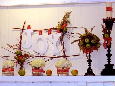 Karácsonyi betű-dekor - nappali ötlet, rusztikus stílusban