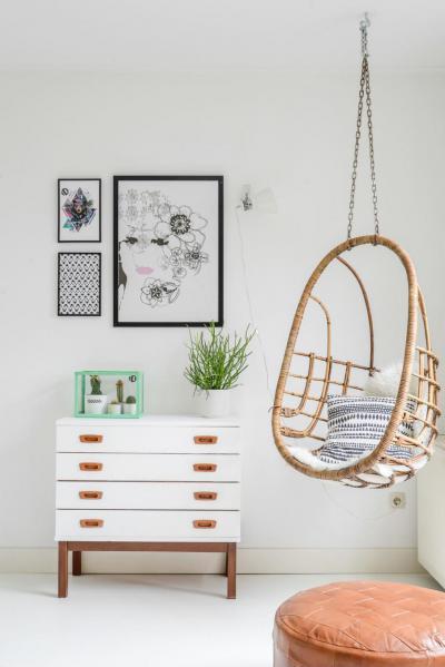 Pihenősarok függő tojás fotellel - belső továbbiak ötlet, modern stílusban