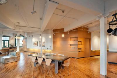 Loft hangulat - nappali ötlet, modern stílusban