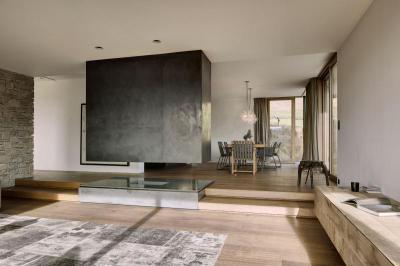 Minimál nappali kandallóval - nappali ötlet, minimál stílusban