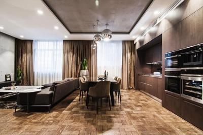 Egységes nappali konyha - nappali ötlet, modern stílusban