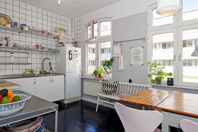 Skandináv lakás - konyha / étkező ötlet, modern stílusban