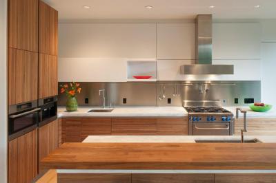 Fa és fém a konyhában - konyha / étkező ötlet, modern stílusban