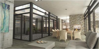 Nappali átriummal - nappali ötlet, modern stílusban