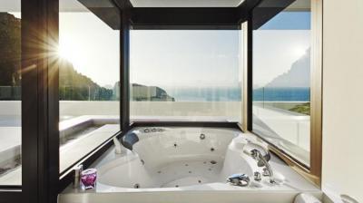 Jakuzzi a lakásban - belső továbbiak ötlet, modern stílusban