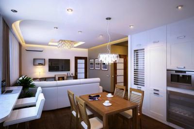 Nappali és konyha - nappali ötlet, modern stílusban