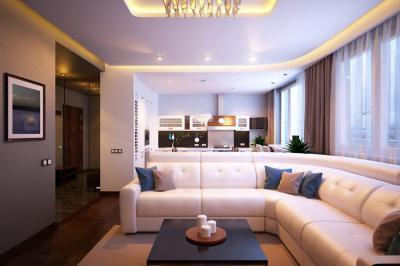 Nappali konyhával - nappali ötlet, modern stílusban