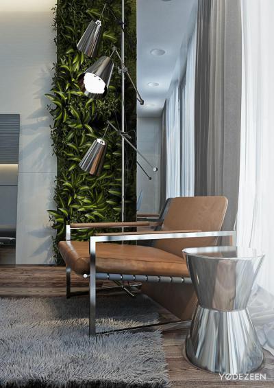 Növényfal a nappaliban - nappali ötlet, modern stílusban