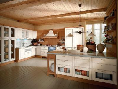 Fa mennyezet - konyha / étkező ötlet, rusztikus stílusban