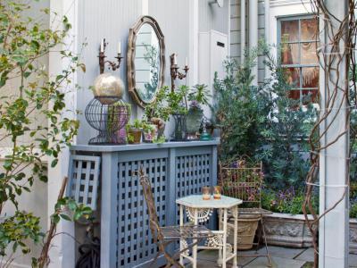 Szerelvények szépséges elrejtése  - erkély / terasz ötlet, rusztikus stílusban