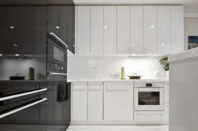 Fekete fehér konyha - konyha / étkező ötlet, modern stílusban