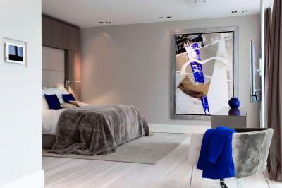 Szürke és kék a hálóban - háló ötlet, modern stílusban