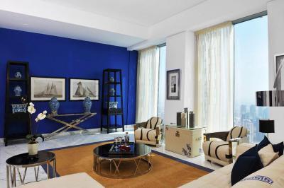 Kék falak - nappali ötlet, modern stílusban