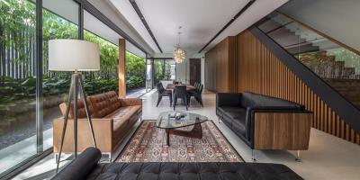 Nappali lépcsővel - nappali ötlet, modern stílusban