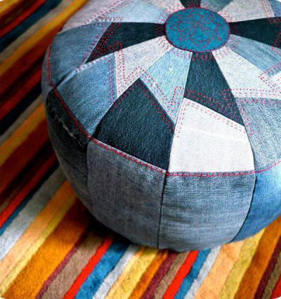 Farmerből ottomán - nappali ötlet, modern stílusban