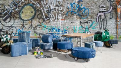 Farmerrel kárpitozott ülőkék - belső továbbiak ötlet, modern stílusban