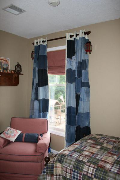 Függöny farmerből - háló ötlet