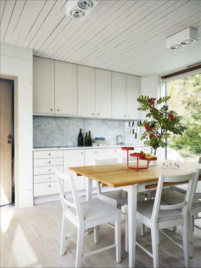 Fehér és világos - konyha / étkező ötlet, modern stílusban