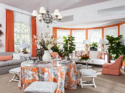 Szürke-narancs nappali - nappali ötlet, modern stílusban