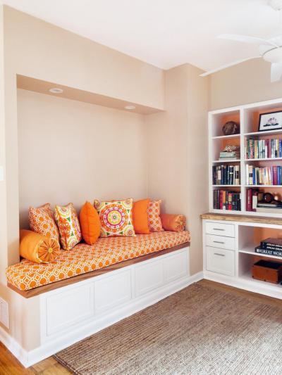 Pihenősarok a dolgozóban - dolgozószoba ötlet, modern stílusban