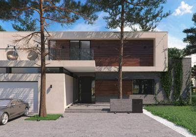 Modern lakóház - homlokzat ötlet, modern stílusban