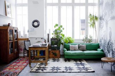 Zöld kanapés nappali - nappali ötlet
