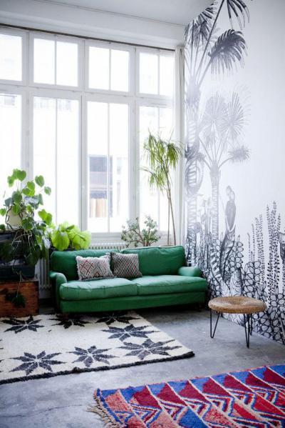 Zöld kanapés nappali II - nappali ötlet