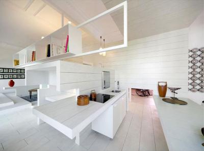 Fehér belső tér - konyha / étkező ötlet, modern stílusban